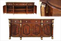 Gold accented large mahogany sideboard