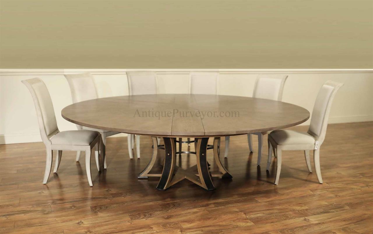 Expandable Round Dining Table, Extra Large Jupe Table Seats 12 People