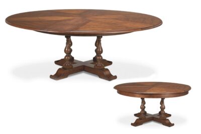 Jupe table with hidden leaves in open position