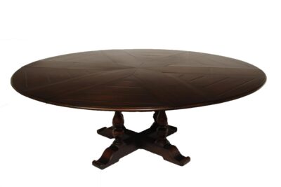 Large round to round expandable dining table with ebony finish