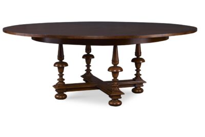 Expandable Round Walnut Dining Table with Self-storing Leaves