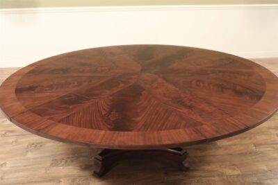 Round mahogany pedestal table, True color shown here