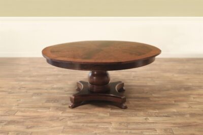 Jupe table shown here at 64 inches round and no leaves opened