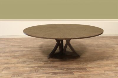 Large Jupe Table with Casual Medium Walnut Finish on Transitional Pedestal