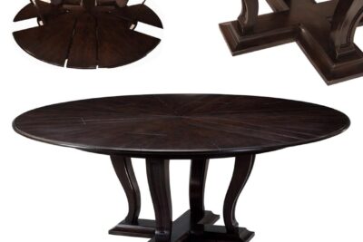 Large Round Jupe table Seats 6-10 People , Metropolitan Jupe Table with Dark Brown Walnut Finish