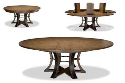 Expanding Jupe table with Light Mink or Walnut Finish for Seating 6 to 10 people