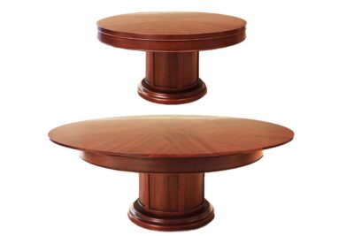 Mahogany Capital table or Jupe table with Self-Storing Leaves and Colonial Style Pedestal