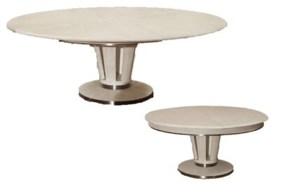 Modern Jupe Table, New White Pigmented Oak Finish, Seats 6 to 12 people