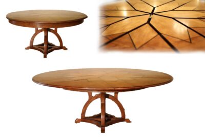 Large Walnut Expandable Round Jupe Table