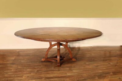 Extra Large Solid Walnut Expandable Round Jupe Table Seats 6 to 10 People