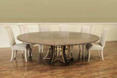 Expandable Round Dining Table, Jupe Table for 8 to 12 People