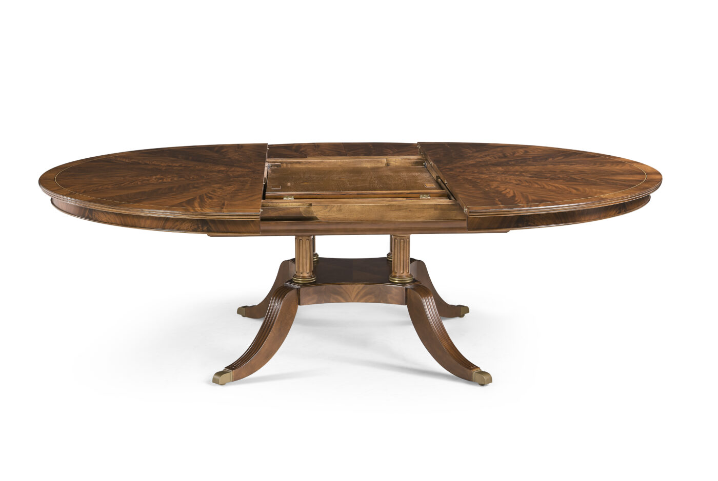 Custom 72 inch pedestal table with self storing leaf. Mild distressed finish - Image 19