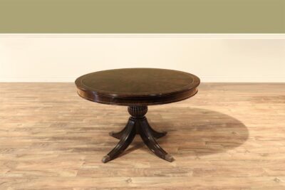 48-inch Round Pedestal Table in Walnut Finish with Self-Storing Leaf by AP Exclusives