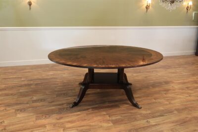 72-Round mahogany dining table. American-made Duncan Phyfe Pedestal Table