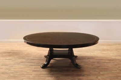 84 inch Round Dining Table with Dark Walnut Finish