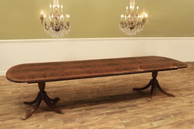 12 foot Mahogany Dining table Seats 14 people, Long Double Pedestal Duncan Phyfe Dining table