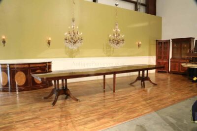 Large mahogany dining table, double pedestal