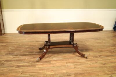 Small Hepplewhite Style High End Mahogany Dining Table with Self Storing Leaf