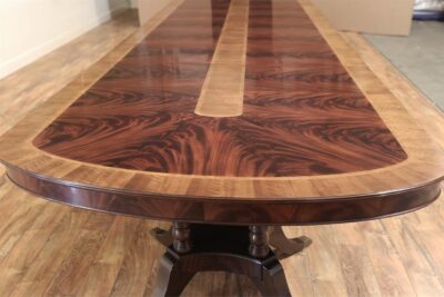 Inlaid mahogany dining table