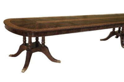 Large Walnut and Mahogany DIning Room Table OPens to 21 Feet and Seats 24 Peoples