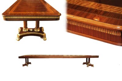 Custom mahogany double pedestal dining table for a large dining room