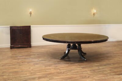 Large Round Dining Table, Expandable Round Dining Table Seats 10 People with Leaf Storage Cabinet