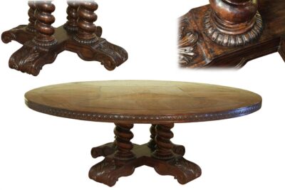 Large round solid oak dining table