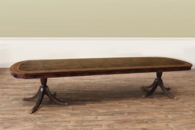 12 Foot Mahogany Dining Table for Seating 14 People, A Current HIgh-End Duncan Phyfe Pedestal Table