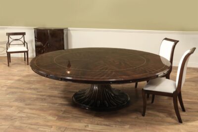 Shown with two styles of chairs which are both finished to match table