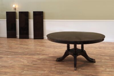 Round Expandable Dining Room Table, Dark Formal, Modern Finish Opens to 10 Feet and Seats 12 People