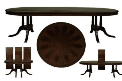 Round Expandable Dining Room Table, Dark Formal, Modern Finish Opens to 10 Feet and Seats 12 People