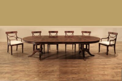 Round Mahogany Dining Table Set with Matching Cross-back Dining Chairs