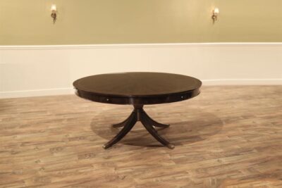 62-inch Round Mahogany Dining Table or Center Table with Dark Walnut Finish, Seats 6 People