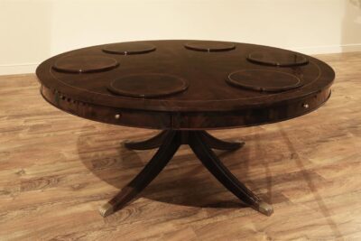 Round Formal Pedestal Table for Seating 6 People, Shown with 6 Personal Placemats