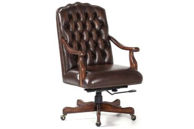 Brown leather swivel tilt executive chair