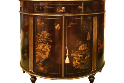 Chinoiserie demilune, black and gold painted demilune