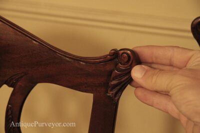 Chippendale chair ear shown with hand for size scaling