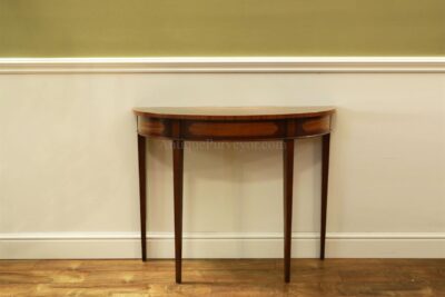 Mahogany Demilune Console Table with Satinwood Inlay