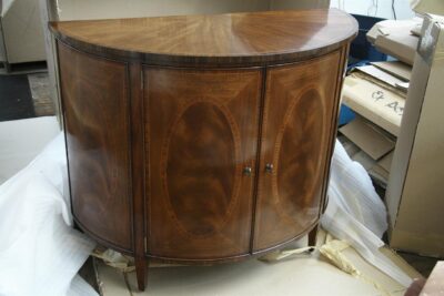 High end demilune 2 door console