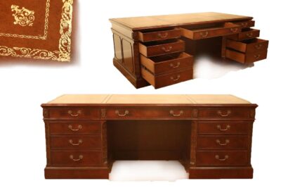 Large Traditional Leather Top Executive Desk