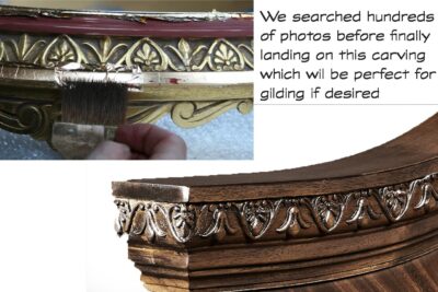 This carving was chosen to decorate the headboard because of its suitability for gilding if desired.