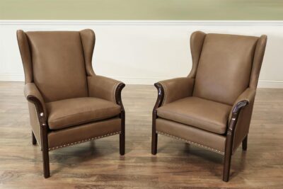 Handcock & Moore Swindon Chairs with Belgium Chocolate Frames and Kip Pyramid Leather