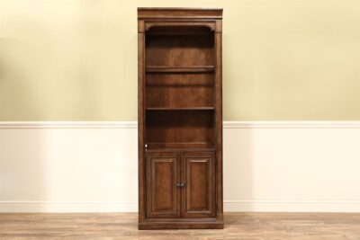 Traditional Bookcase with Mild Factory Distressed Walnut Finish