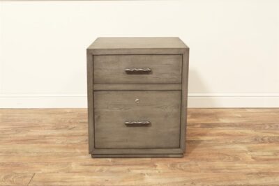 Gray file cabinet with top draw and locking file