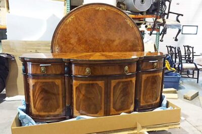 Custom finished buffet to match pearl inlaid dining table