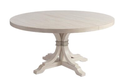 60 inch Round to Oval Dining Table with Whitewash Finish and 20-inch Leaf