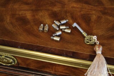 Solid and heavy keys and locking hardware, brass shelf pins