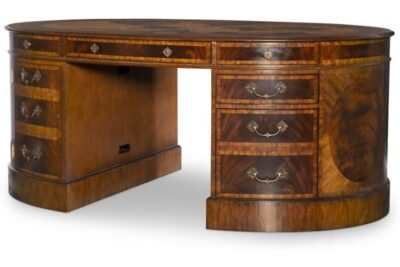 Maitland Smith Furniture Mahogany Oval Map Desk