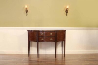 Small traditional mahogany sideboard with Inlaid drawers and fine tapered legs