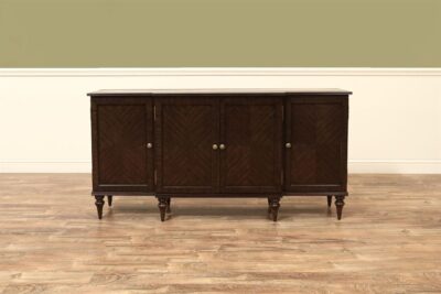 Dark Walnut Finished Sidebaord or Credenza with Fiited Drawers- Sheraton Style Side Cabinet